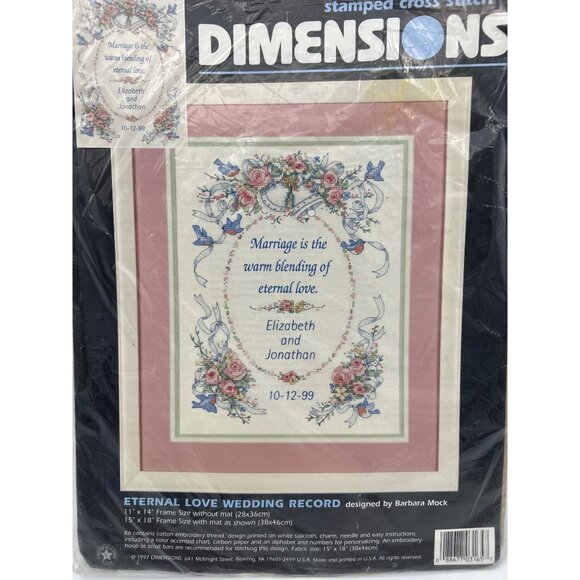 Dimensions Cross Stitch Kit Eternal Love Wedding Gift Record 3165 Marriage Vtg - Picture 1 of 4